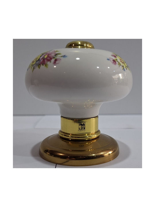 Italian Porcelain Front Door Knob Mandelli 10552-oro1 24k Gold Plated Dimensions 67×67×72 Mm