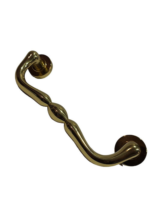 Italienischer Messing-Türgriff Mandelli 4916-oro1 Gold Glänzend Maße 24,0cm