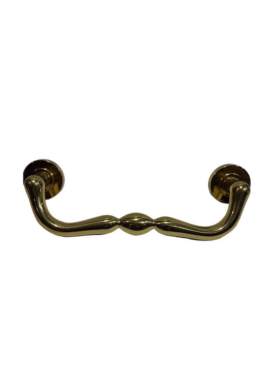 Italienischer Messing-Türgriff Mandelli 4916-oro1 Gold Glänzend Maße 24,0cm