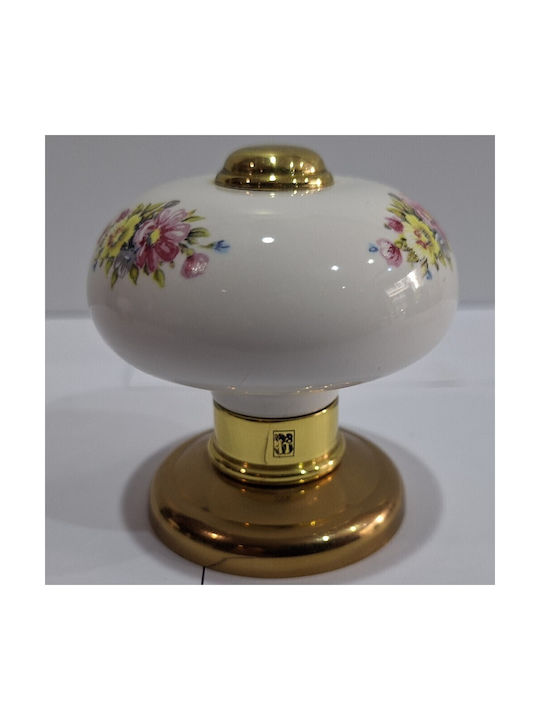 Italian Porcelain Front Door Knob Mandelli 10552-oro1 24k Gold Plated Dimensions 67×67×72 Mm