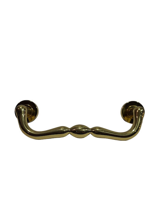 Italienischer Messing-Türgriff Mandelli 4916-oro1 Gold Glänzend Maße 24,0cm