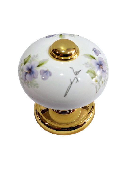 Italian Porcelain Front Door Knob Mandelli 10553-oro1 24k Gold Plated Dimensions 67 × 67 × 72 Mm