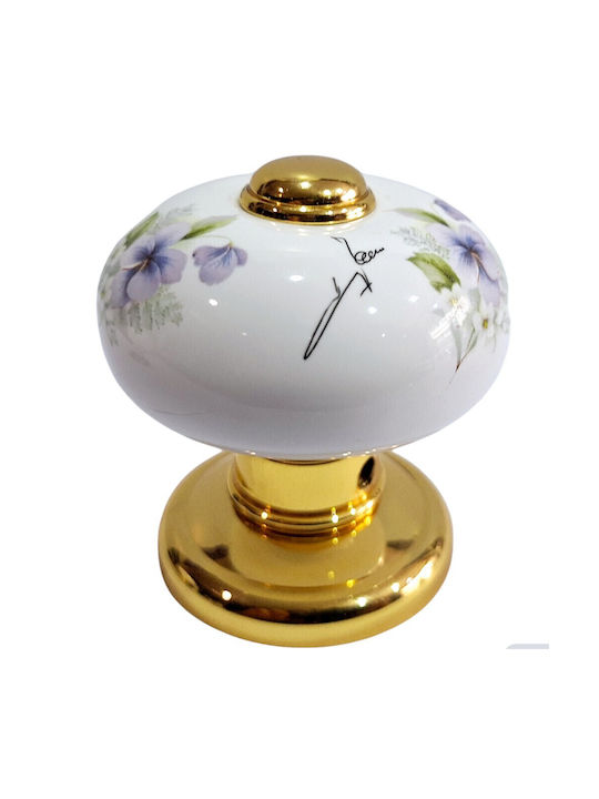 Italian Porcelain Front Door Knob Mandelli 10553-oro1 24k Gold Plated Dimensions 67 × 67 × 72 Mm