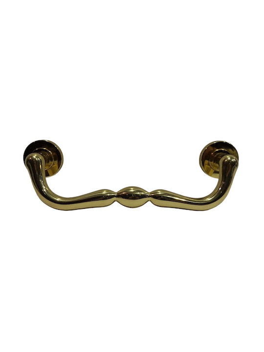 Italienischer Messing-Türgriff Mandelli 4916-oro1 Gold Glänzend Maße 24,0cm