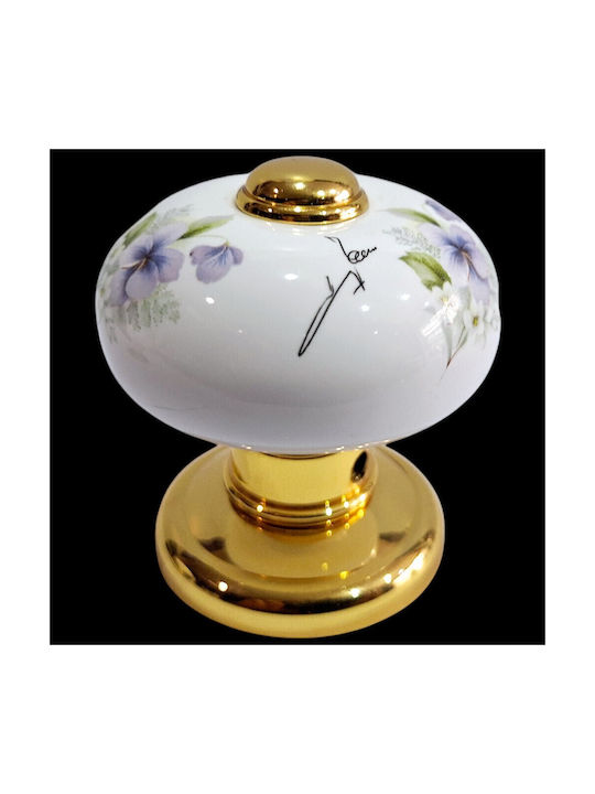 Italian Porcelain Front Door Knob Mandelli 10553-oro1 24k Gold Plated Dimensions 67 × 67 × 72 Mm