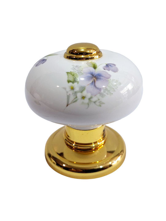 Italian Porcelain Front Door Knob Mandelli 10553-oro1 24k Gold Plated Dimensions 67 × 67 × 72 Mm