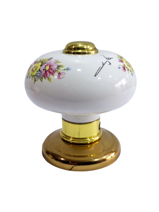 Italian Porcelain Front Door Knob Mandelli 10552-oro1 24k Gold Plated Dimensions 67×67×72 Mm
