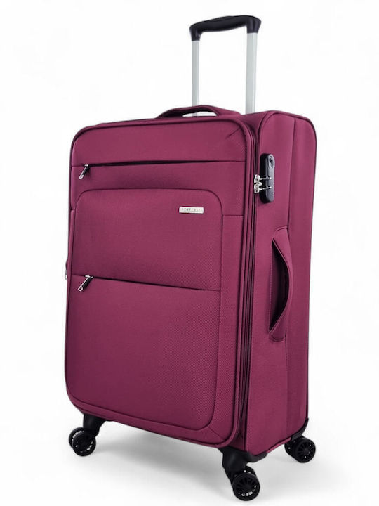 Forecast Fabric Burgundy Travel Suitcases Set of 3 with 4 Wheels