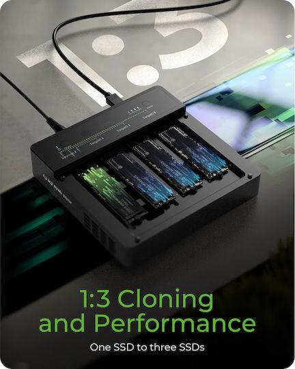 Icy Box Storage Docking Station Ib-4013mcl-c4 4-bays M.2 Nvme Ssds 1:3 Clone Usb4 Black