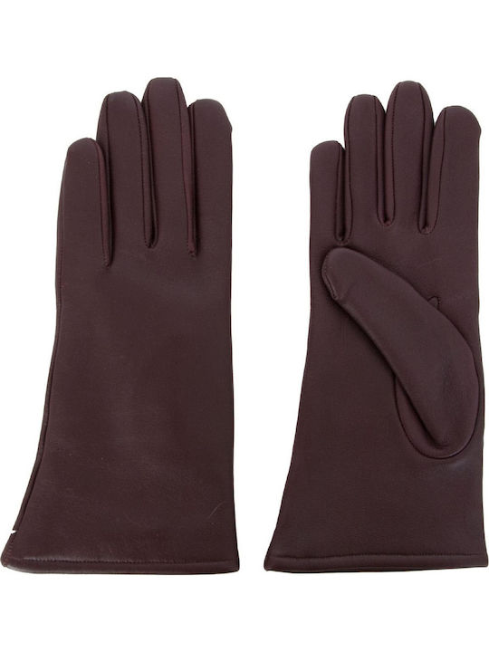 Burgundy Femei Piele Manusi