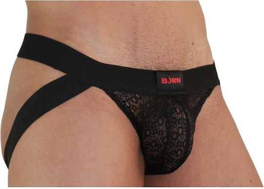 Burn Jockstrap Sexy pentru bărbați Negru