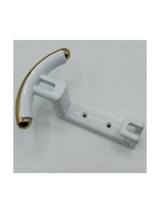 Italian Wall Hanger Zamac Eureka 2070-00-11b1 Glossy White-Gold Dimensions 141×101×58 Mm