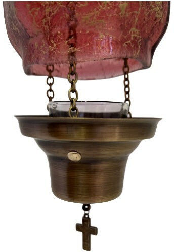 Sliding Vigil Oil Lamp Hexagonal Spider Pink 12x55cm
