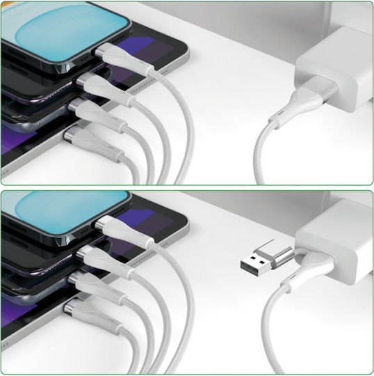 4smarts Usb Type-c/type-a Multi-charging Cable 4-in-2 1.2m White