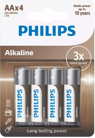 Philips Long Lasting Power Алкални Батерии AA 1.5V 4бр