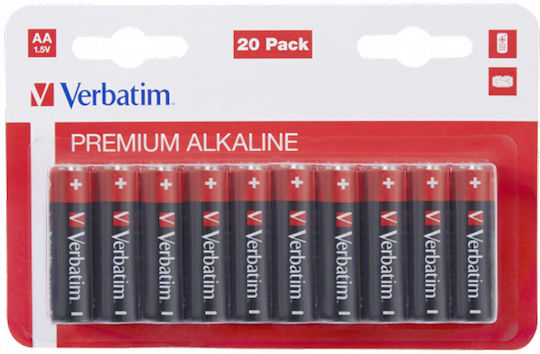 Verbatim 20 Pack Alkaline Batteries AA 1.5V 49877