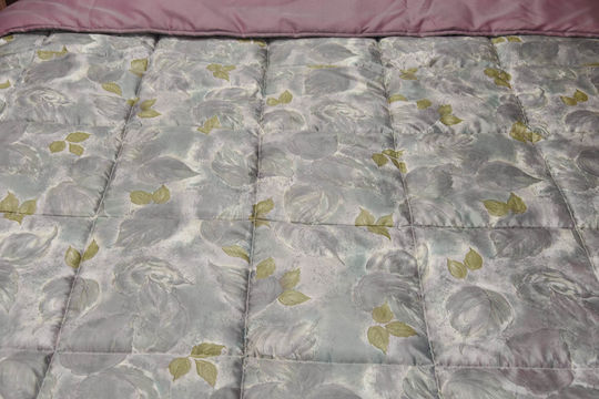 Decotelia Πάπλωμα Σατέν Διπλής Όψεως Silver Petals Υπέρδιπλο 220χ240