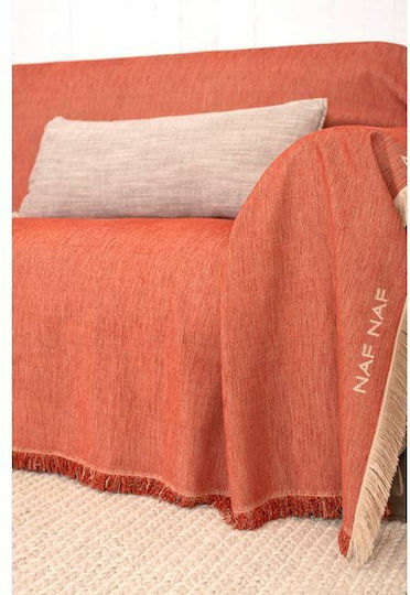 Naf Naf Highline Armchair Throw Chenille 180x180cm Orange 7933-180 x 180