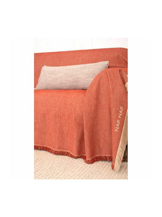 Naf Naf Highline Three-Seater Sofa Throw Chenille 180x300cm Orange 7933-180 x 300
