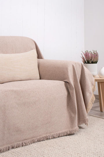 Naf Naf Highline Viersitzer-Sofa Überwurf Chenille 180x350cm Dk Beige 358-135