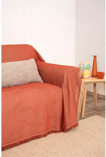 Naf Naf Highline Armchair Throw Chenille 180x180cm Orange 7933-180 x 180