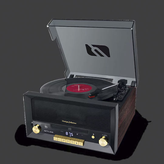 Muse MT-112 W Turntables with Preamp and Built-in Speakers Black