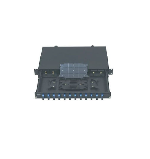 Central SCAPC Οπτικό Patch Panel για Rack 1U 19" 24 Θυρών Μαύρο
