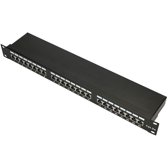 Extralink Panou Patch Ecranat pentru Rack 1U 19" 24 Porturi cat5e Negru