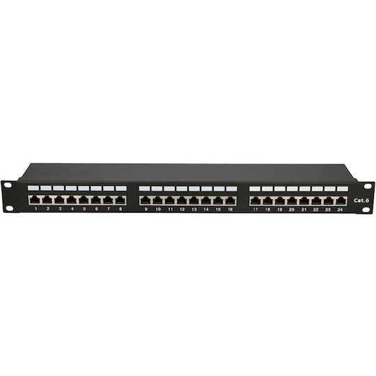 Extralink Shielded Patch Panel for Rack 1U with 24 cat6 Ports Black