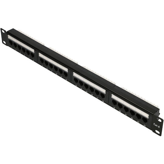 Extralink Patch Panel για Rack 1U 19" 24 Θυρών cat6 Μαύρο