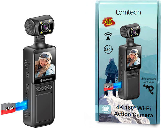 Lamtech LAM980305 Action Camera 4K Ultra HD with Screen 1.31" and Wi-Fi Black