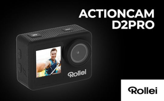 Rollei D2Pro Cameră de Acțiune 4K Ultra HD Subacvatică (cu Carcasă) cu Ecran Tactil 2" și Wi-Fi Neagră