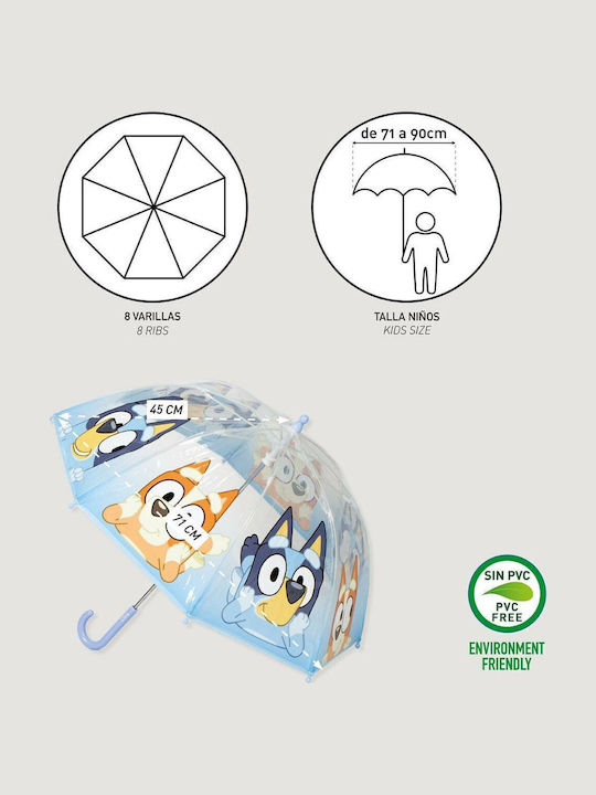 Bluey Umbrelă pentru copii Baston Bluey Albastru cu diametrul de 71cm.