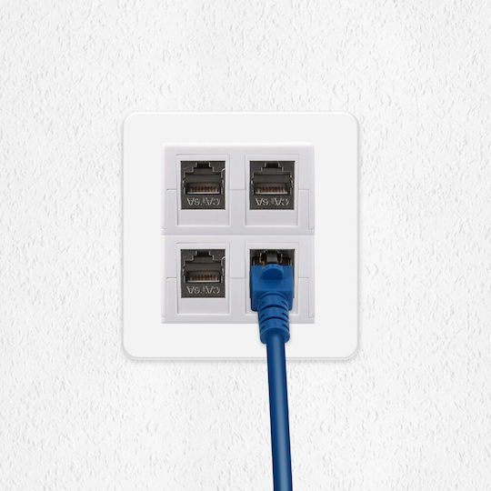 Set 2 Double Shielded Rj45 Network Sockets 2 Cat 6a Connectors Kwmobile White Plastic 50454.02.02