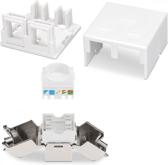 Set 2 Double Shielded Rj45 Network Sockets 2 Cat 6a Connectors Kwmobile White Plastic 50454.02.02