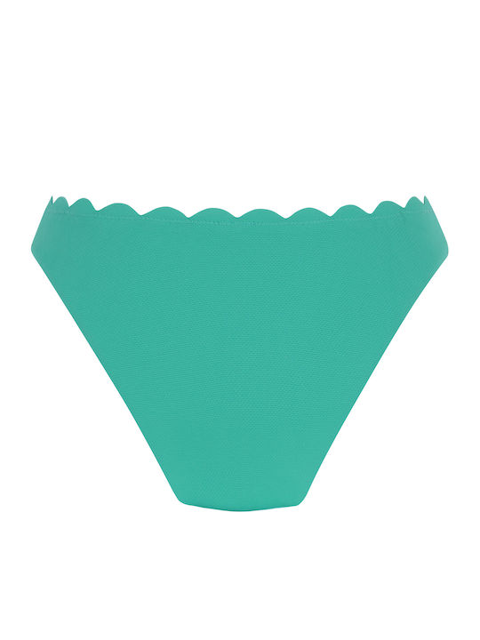 Scallop Bikini Slip Turquoise