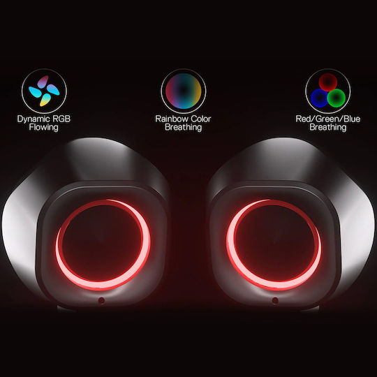 Redragon GS590 Pro Ασύρματα Ηχεία Υπολογιστή 2.1 με RGB Φωτισμό και Bluetooth σε Μαύρο Χρώμα