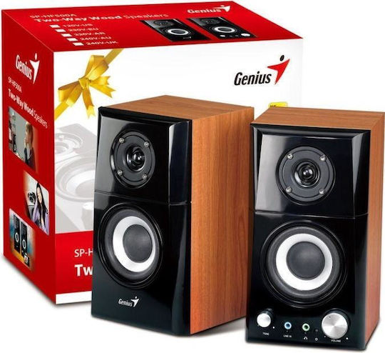 Genius SP-HF500A Ηχεία Υπολογιστή 2.0 με Ισχύ 14W σε Καφέ Χρώμα