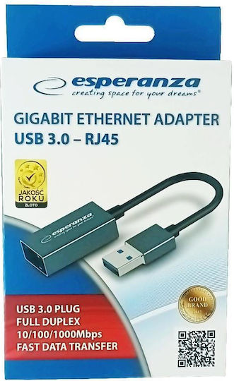 Esperanza ENA101 Αντάπτορας Δικτύου USB με Ενσύρματη Σύνδεση Gigabit Ethernet