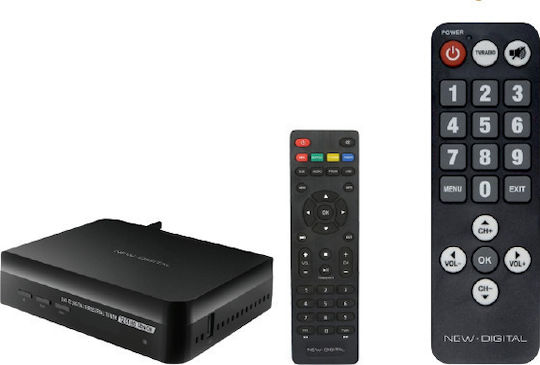 New Digital T2 01HD Senior Ψηφιακός Δέκτης Mpeg-4 Full HD (1080p) με Λειτουργία PVR (Εγγραφή σε USB) Σύνδεσεις SCART / HDMI / USB
