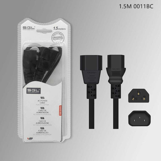 SGL IEC C13 - IEC C14 Cablu 1.5m Negru (096865)