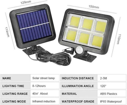 Lampa Montat pe perete Lampă Solară cu Senzor de Mișcare și Telecomandă IP65