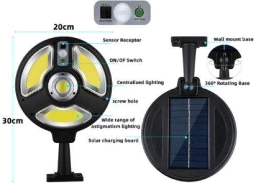 Lampa Lampă Solară 3W cu Senzor de Mișcare și Telecomandă IP65