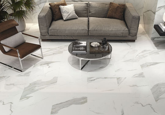 Tile Patmos 60x120 Rectified Baldocer White Glossy Marble Effect