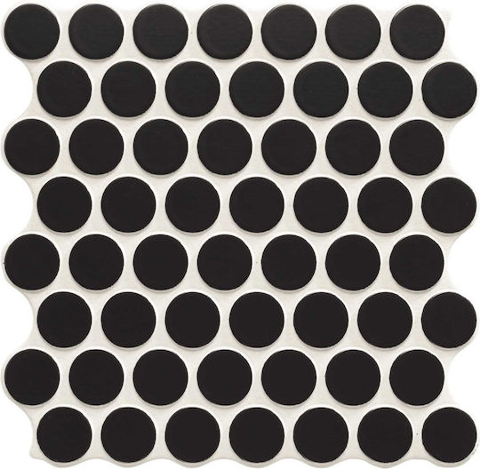 Πλακάκι Ψηφίδα Circle Black Matt 30.9x30.9 Cm