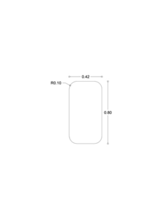 Hanging Mirror Iron Curved Wall Slim 42x80 cm Led Brushed Inox