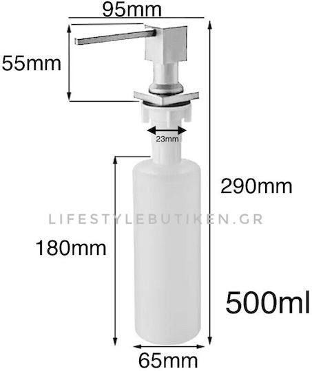 Naron Nr7001c Dispensere Săpun Încorporat Dozator De Bucătărie Metalic 500ml Crom