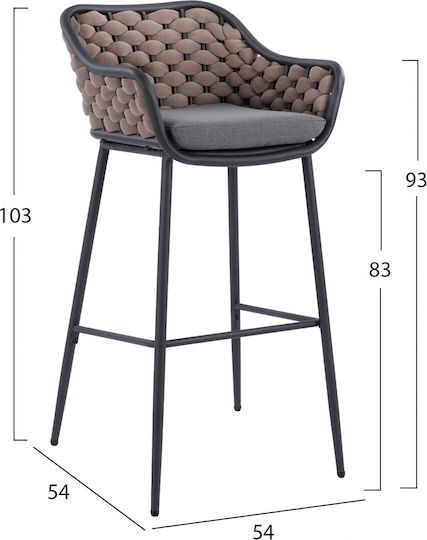 Taburet Bar Wic Sfoară Bază Metalică 54x54xh.103cm Casa Vogue