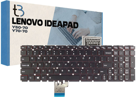 Πληκτρολόγιο Laptop για Lenovo με Backlit και Διάταξη Αγγλικά (UK) σε Μαύρο χρώμα Y70-70