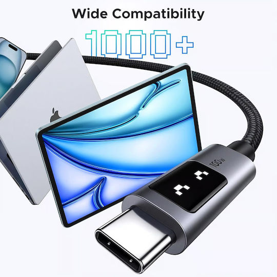 Ugreen LED USB 2.0 Cable USB-C Male - USB-C 100W PD Black 3m 35513